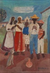 Fulvio Pennacchi. Família. Óleo sobre placa. Assinado e datado 71. 17 x 12,3 cm.