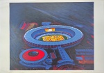 Antonio Peticov, Maracanã, gravura, tiragem 39/150, 70x100cm, 2014, sem moldura, com pequena quebra de papel e acidez