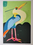 Aldemir Martins, Pássaro Azul, gravura, tiragem 82/120, Edição Póstuma, 70x50cm, sem moldura