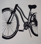 Kleber Ventura, Bicicleta, gravura, tiragem 9/35, 50x50cm, sem moldura, com pequena quebra de papel