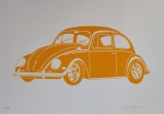 Kleber Ventura, Fusca de Laranja, gravura, tiragem 24/35, 35x50cm, sem moldura