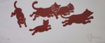Fang, Gato Marrom, gravura, tiragem 12/50, 20x50cm, sem moldura