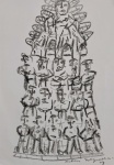 Odon Nogueira, Santa, estudo, desenho sobre papel, 30x21cm, sem moldura