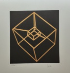 Leitão, Cubo Dourado, gravura, tiragem 38/40, 32x32cm, sem moldura