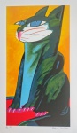 Aldemir Martins, Gato Verde, gravura PI, 61x34cm, Edição Póstuma, sem moldura