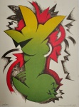 Marcos Concílio, Composição, gravura, tiragem 59/100, 30x25cm, 1988, sem moldura, necessita de pequena limpeza