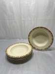 Jogo de 6 pratos fundos de massa, sopa em porcelana inglesa floral, modelo Glamis. Medindo 23cm de diâmetro.