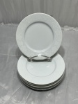 Renner - Jogo de 6 pratos de pão em porcelana com estampa de parreira branca. Medindo 15,5cm de diâmetro.