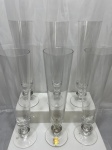 Jogo de 6 taças flute em cristal Strauss incolor selado. Medindo 5,5cm x 24,5cm de altura.