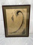 Gravura "Over the Falls"  Gary Patterson (Arte Vintage de Surfe). Medindo 52cm x 41,5cm.