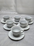 Schmidt - Jogo de 6 xícaras de café em porcelana branca com relevos. Medindo 6,5cm x 5cm de altura.