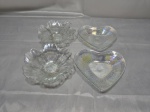 Lote de 4 petisqueiras em vidro furtacor. Medindo o maior 15cm x 4,5cm de altura.