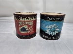 2 cachepores decorativos em porcelana estampada. Medindo 10cm x 10cm de altura.