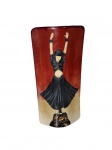 Vaso decorativo de porcelana pintado à mão, representando em cada lado dançarinos do Balé Russo, inspiração das esculturas de Chiparus. -dim- 30cm A.
