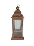 Lanterna rústica produzida em metal e vidro — peça decorativa de estilo campestre. Marcas do tempo. -dim- 55cm A.