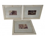 Lote com 3 quadros com fotografias do `Bar do Zé`, em molduras brancas com vidro. No estado. Marcas do tempo. -dim- 34x29cm.