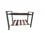 Mesbla - Carrinho de chá produzido em compensado e metal prateado , com rodízios, peça altamente decorativa . Marcas do tempo. -dim- 77x43x60cm.