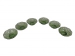 Lote com 6 potinhos para sobremesa em vidro translúcido com tons verdes e decoração em relevo floral. -dim- 11cm de diâmetro.