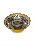 Fruteira centro de mesa de porcelada com pintura colorida floral feita a mão - dim - 13x30 cm 