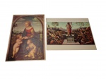 Reprodução da obra `a ressurreição de cristo` de pietro Vannucci, il perugino e a impressão de `a bela jardineira` de Rafael Sanzio -dim- 37x27