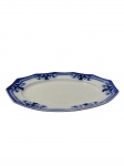 Jhonson Bros | Antiga travessa inglesa produzida em porcelana no padrão `Royston, azul e branco. -dim- 31x25x3cm.