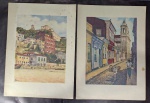 Lote com 2 belíssimas reproduções de pinturas de paisagens da Bahia, com rica cromaticidade e enquadramento encantador — decorativas e com muito charme regional. Marcas do tempo. -dim- 23x31cm.