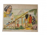EDIARTE | Estampa `Estácio de Sá — Fundador da Cidade do Rio de Janeiro`, com rica iconografia de valor histórico e documental. Apresenta discretos furos de cupim. Marcas do tempo. -dim- 18x26cm.