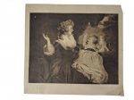 Reprodução da icônica pintura `A Duquesa de Devonshire com sua filha Lady Georgiana Cavendish` — obra de grande charme clássico, primorosa para decoração. Marcas do tempo. -dim- 37x35cm.
