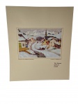 Clarence A. Gagnon | Reprodução da pintura `Village in the Laurentian Mountains` do artista canadense Clarence A. Gagnon — paisagem invernal de rara beleza e encanto. Marcas do tempo. -dim- 32x38cm.