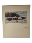 William Cruikshank | Reprodução da pintura `Breaking a Road` do artista canadense William Cruikshank — encantadora cena invernal de grande charme narrativo. Marcas do tempo. -dim- 32x38cm.