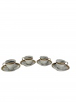 SANGO FINE CHINA | Conjunto composto por 4 xícaras para café com borda dourada.