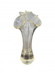 Exuberante Vaso solitário produzido em vidro.artístico com bordas onduladas  -dim- 19cm A.