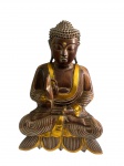 Buda produzido em madeira com patina dourada - dim - 29x18x43