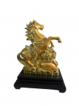 Exuberante cavalo produzido em material sintético  na cor dourado e preto ma base na - 40x25x53