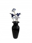 Objeto decorativo - vaso Krysma artes acompanhado de 4 flores produzidas em vidro artístico - dim - 30 cm de altura
