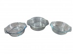 MARINEX | Lote com 3 tigelas para servir fabricadas em vidro . -dim- Maior 25cm D. Menores 20cm D.