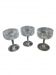 Lote com 3 taças coupe em demi-cristal com decoração floral -dim- 10cm A.