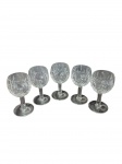 Lote com 5 taças bojudas para licor em cristal lapidado. -dim- 8cm A.