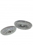 Par de travessas ovais em cristal lapidado. -dim- Maior 28x20cm. Menor 20x13cm.
