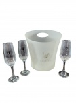 SALTON | Balde de gelo acompanhado de 3 taças m demi cristal. -dim- Taças 20cm A. Balde 24x24cm.