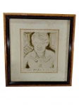 Gravura intitulada `Retrato 25/11/93`, protegida por vidro e moldura em madeira. -dim- 37x39cm.