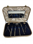Piace | Caixa de manicure feminina vintage banhada em prata. -dim- 30x20x5cm.