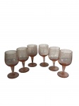 Conjunto de 6 taças de cristal rosa com decoração floral. -dim- 13,5cm A.