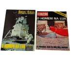 Lote composto por 2 revistas: edição especial Fatos & Fotos e revista O Cruzeiro com o tema O homem na Lua. -dim- 26x35cm.