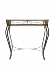 Aparador com base de metal e design floral , tampo de vidro , em bom estado - dim - 90x38x91