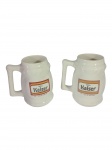 Par de canecas de chopp Kaiser produzidas em cerâmica , edição especial Festival do Chopp Clube Piraquê, peças temáticas e colecionáveis. -dim- 14,5cm A