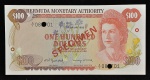 Cédula de Bermuda, 100 Dollares, Ano 1982, SPECIMEN, Flor de Estampa.