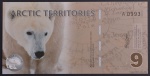 Cédula Estrangeira, TERRITÓRIO ÁRTICO, "Fantasia", Valor 9 Dollars Polar, Data 2012, Polímero, Flor de Estampa.
