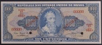 Cédula Brasileira, "SPECIMEN", Valor 1000 Cruzeiros, 1ª Estampa - Série 1431ª, Chancelas Carlos A. Carrilho/Clemente Mariani, Flor de Estampa.