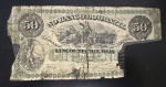 Raríssima Cédula Brasileira, Império, 3º Banco do Brasil, Decreto de 31 de Agosto de 1853, Valor 50 Mil Reis, Emissão 1868, Letra C, com Restaurações, Faltando Pedaços, Bem Circulada.